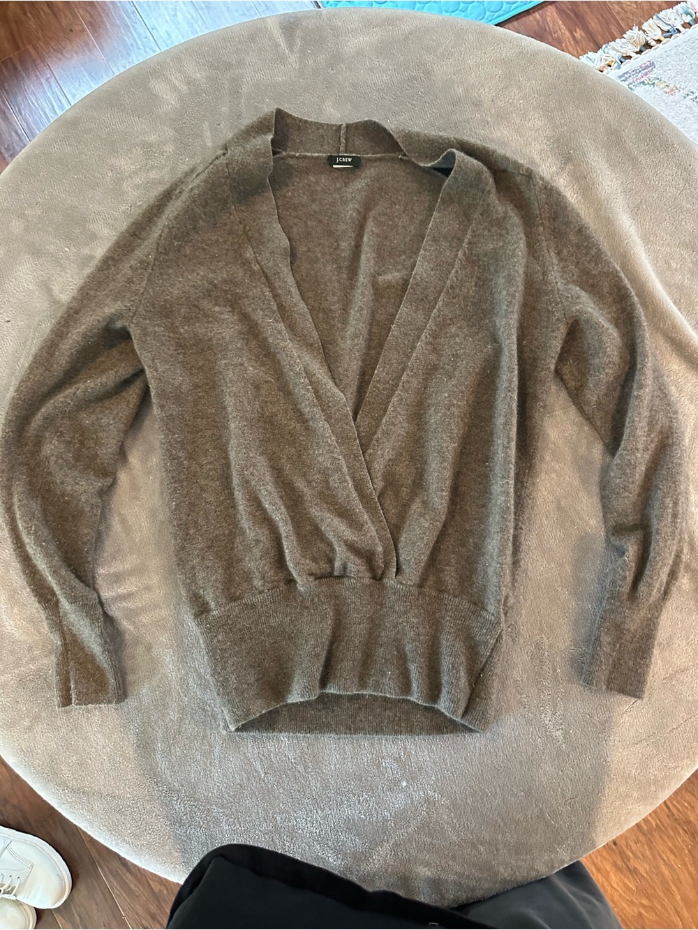 J.Crew Taupe Brown Wrap V-Neck Sweater